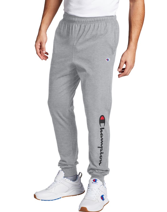 Champion Mens Joggers NZ - Classic Jersey Script Logo Grey ( 8537-RVZFA )